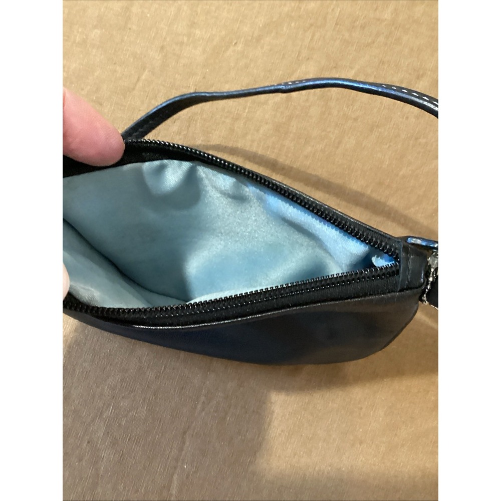 Coach Small Black Leather Wristlet Handbag Fast Ship - Picture 4 of 6